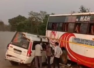 गडचिरोली-चामोर्शी मार्गावर भीषण अपघात