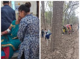 छत्तीसगड येथून गडचिरोली निघालेली खासगी प्रवासी बस उलटली, १८ प्रवासी जखमी
