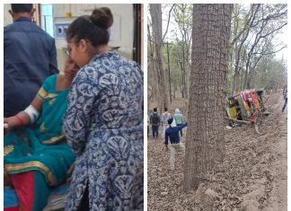 छत्तीसगड येथून गडचिरोली निघालेली खासगी प्रवासी बस उलटली, १८ प्रवासी जखमी