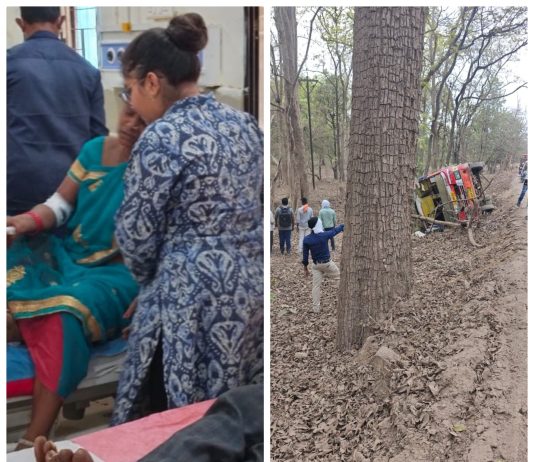 छत्तीसगड येथून गडचिरोली निघालेली खासगी प्रवासी बस उलटली, १८ प्रवासी जखमी
